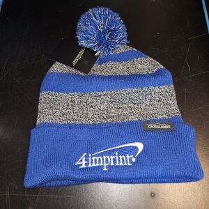 Blue and Gray Striped Beanie